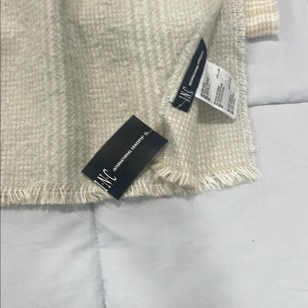INC International Concepts Cream and Gray Scarf Sophisticated Accessory - Picture 3 of 4